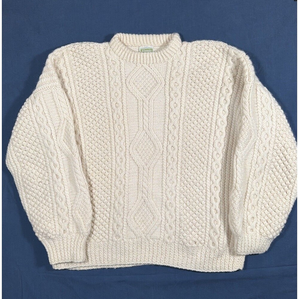Kennedy of Ardara Ivory Cable Knit 100% Pure Wool Pullover Sweater Women's